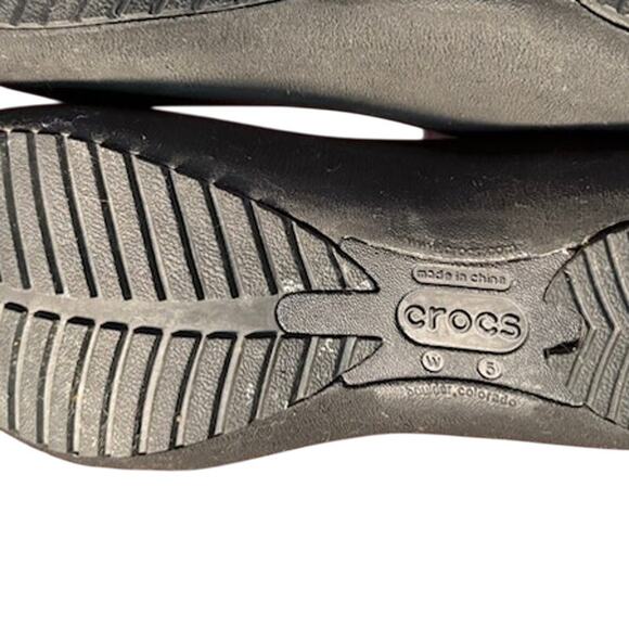 Crocs Black faux suede ballet shoes flats women's size 5 - Picture 6 of 6